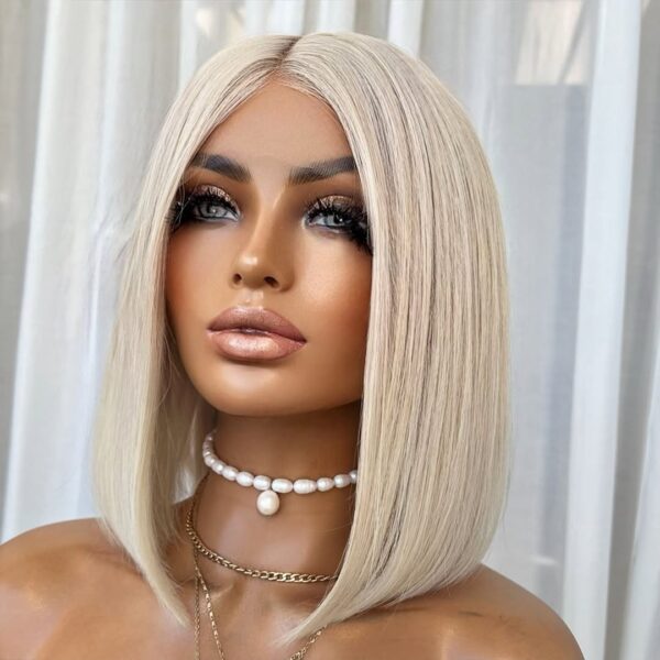 Free Shipping QY Hair Blonde Color Wig In Stock Virgin Hair With 10 Inch 150% Density Wigs In Preplucked Hairline