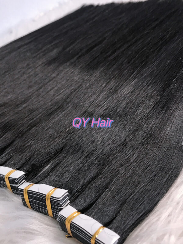 QY Tape In Hair Cuticles Aligned Natural Remy Hair Black Color In Stock Fuller Ends Can Be Bleached To Blonde Color 10-28 Have Available