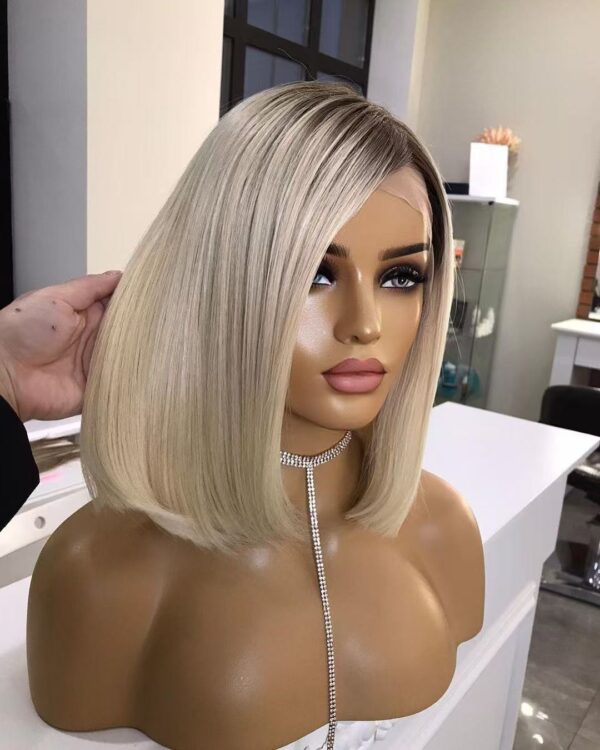 Free Shipping QY Customize Wig Brown Root Ombre Color Bob Hair High Density 100% Human Hair Heathly Wigs In Stock