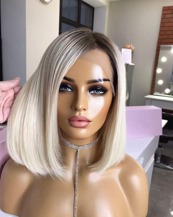 Free Shipping QY Customize Wig Brown Root Ombre Color Bob Hair High Density 100% Human Hair Heathly Wigs In Stock