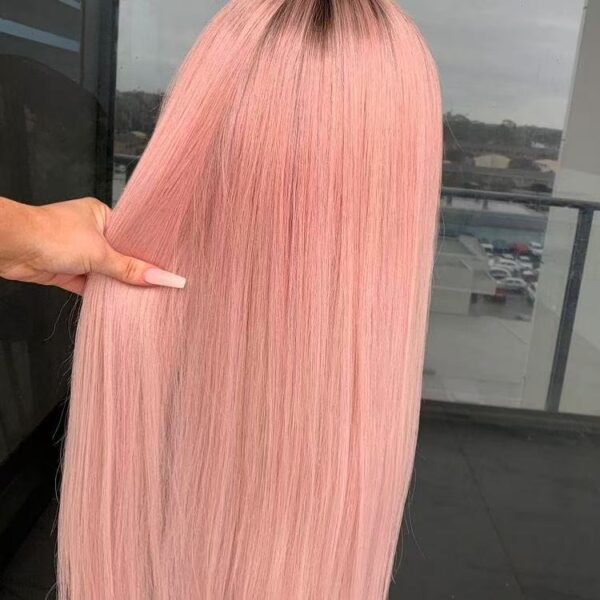 QY Customize Wig Free Shipping Ombre Pink Color Hair 13X4 Lace Front Wig 26 Inch 180% Density Straight