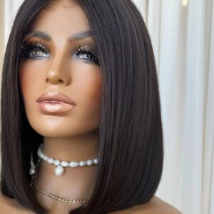 Customize Wig Small Knots QY Hair 10 Inch 180% Natural Black Kim's Bob Style Wigs HD 5X5 Lace Wig In Stock Free Shipping