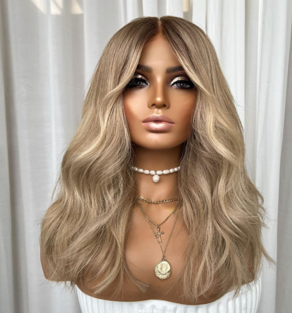 Customize Wig QY Hair Ombre Blonde Color 13*4 Lace Front Wig Water Wave 16 Inch 180% Density Small Knots